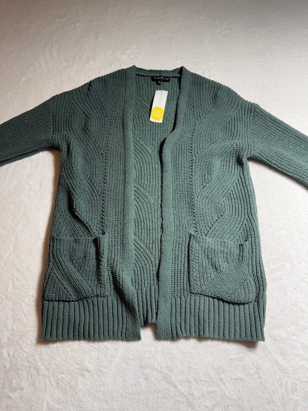 Love Ellie for Stitch Fix Cable Knit Open Cardigan Sweater - Sage Green